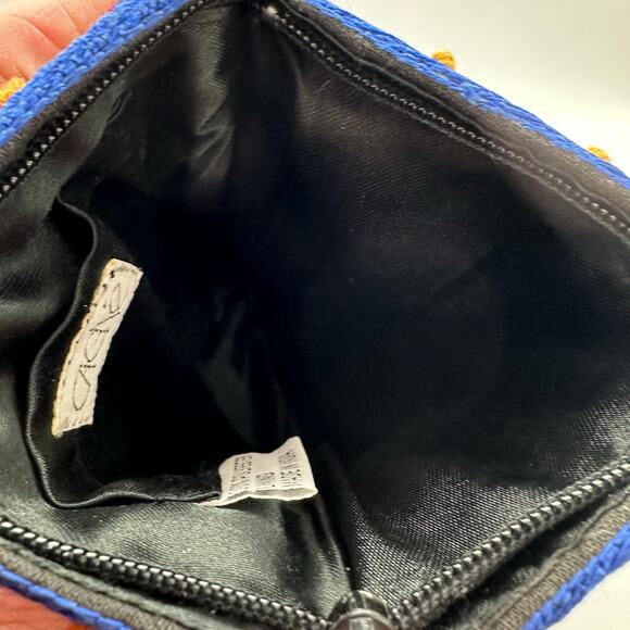 Vintage Cache Beaded Coin Purse Lined Zipper Pouch Black Aztec Print Mirrors - Picture 6 of 8